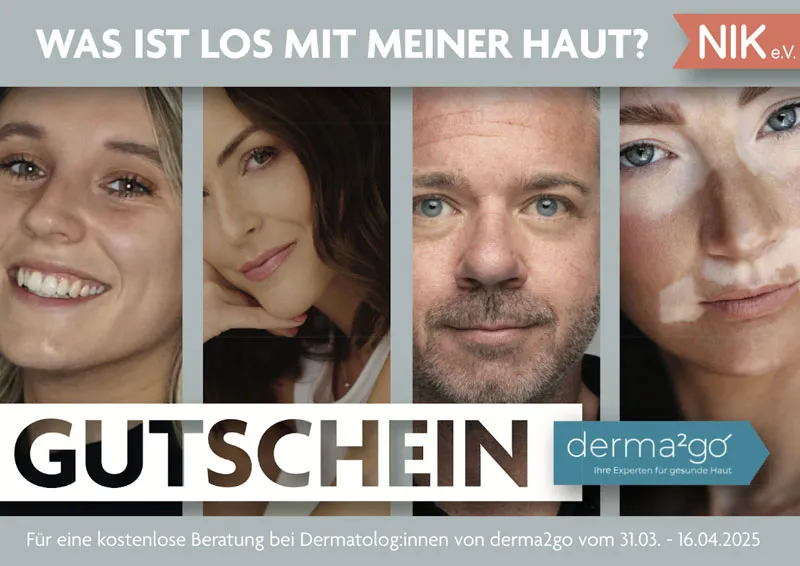 Gutschein von derma2go für eine kostenlose Beratung bei Dermatolog:innen im Rahmen der Hautwochen 2025