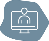 OnlineDoctor-Icon: Person in Bildschirm, Sinnbild für durchgeführte Behandlungen u.a. bei Vitiligo