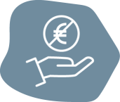 OnlineDoctor-Icon: Hand mit durchgestrichenem Euro, Sinnbild für kostenlose Beratung bei Vitiligo da Kostenübernahme durch Krankenkasse